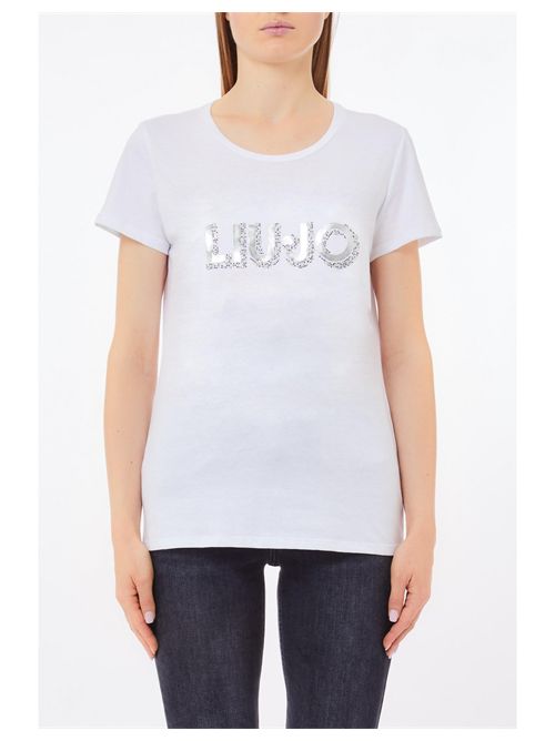 T-shirt con logo e strass LIU JO | WA5143JS923/M9443